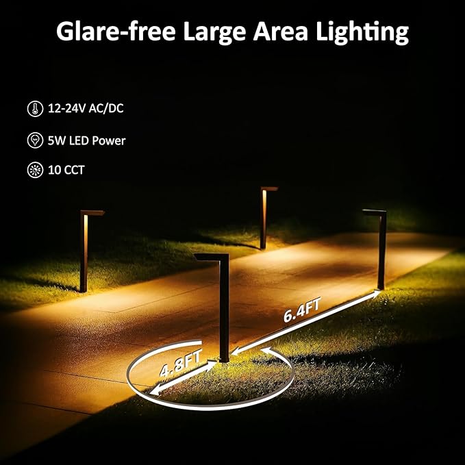 EZlumify Low Voltage Pathway Lights 12V 5W LED RGB Color Changing Wired Landscape Path Lights Outdoor for Walkway Driveway Garden of Christmas Halloween CRI90 Aluminum Bronze ETL Pack of 6