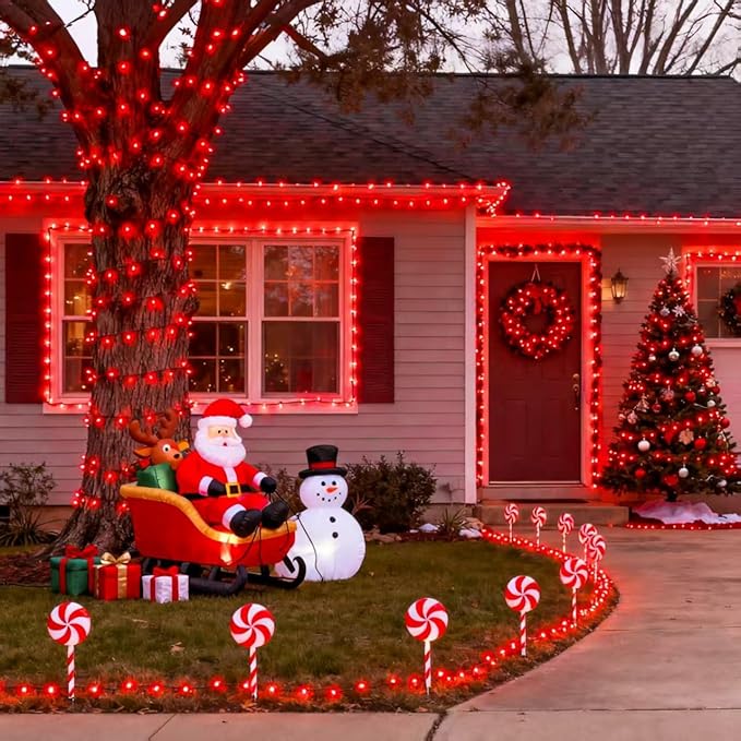 JMEXSUSS 500 LED Red Christmas Lights Outdoor 173ft Christmas Lights Plug in Waterproof 8 Modes Red String Light for Tree Party Xmas Holiday Decorations