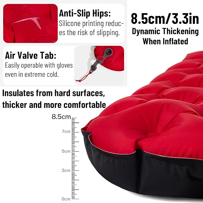 6.5 R-Value Camping Sleeping Pad for All Season Dual Layer Ultralight Air Mattress for Cold Weather Insulated Inflatable Sleeping Mat for BackpackingHikingOutdoor with Air Pump Sack