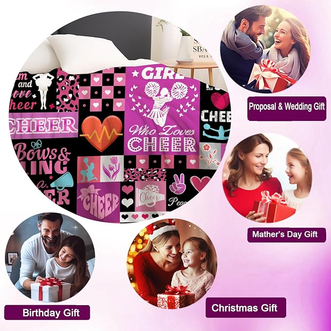 Cheerleader Gifts Cheer Blanket for GirlsFlannel Cheerleaders Throw Blanket Cheerleading Gifts for Girls Team Cheer Lovers 60x50