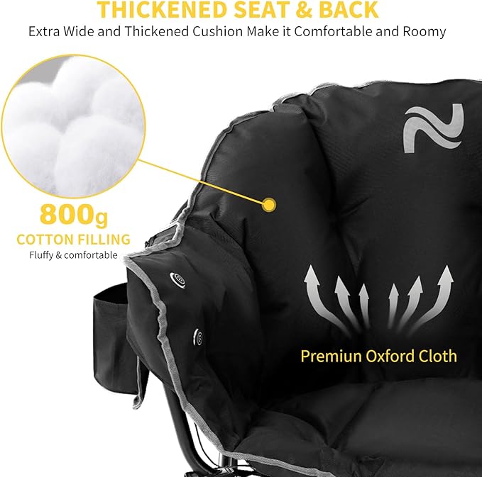 NAIZEA Heated Camping Chair Oversized Heated Folding Outdoor Chair for Adults with 3 Heat Levels Portable Foldable Patio Lounge Chair for Sports Outdoors Camp Battery NOT Included