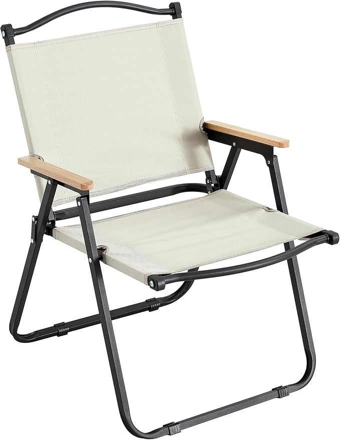 2 Pcs Folding Outdoor Chair for Indoor Outdoor Camping Picnics BeachBackyard BBQ Party Patio Beige
