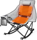 Slendor Heated Camping Chair Oversized Heated Rocking Chair with Padded Pillow 3 Adjustable Heat Settings Portable Folding Chair for Outdoor &amp Indoor Use Gray NO Power Bank