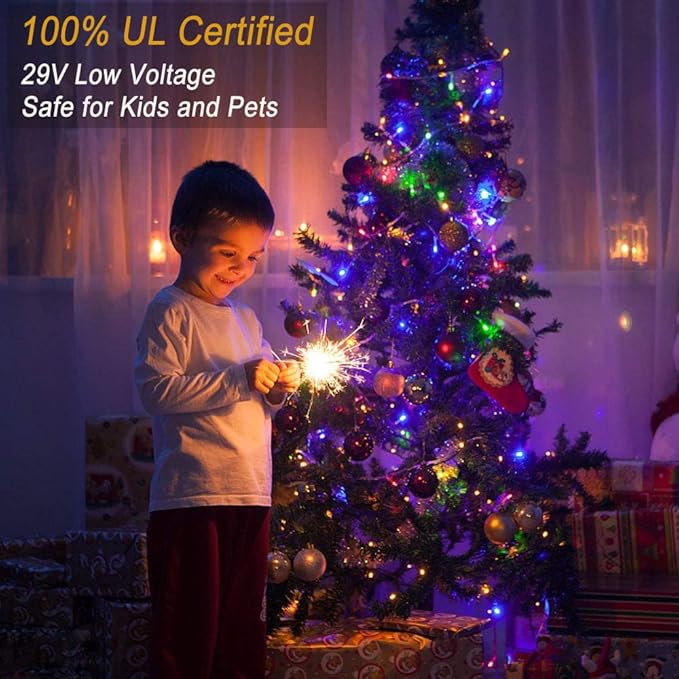 Haili 1000 Led Christmas Lights Plug in 8 Lighting Modes Waterproof Outdoor Christmas Lights for Tree Yard Party Indoor Outside Decorations (393FT Multi Colored)