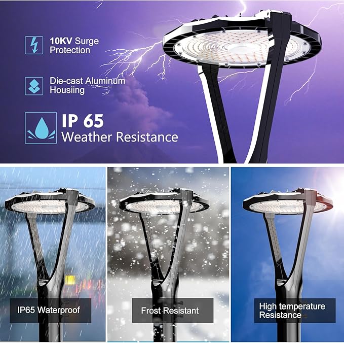 Lightdot LED Post Top Lights 150W Circular Area Light 22500Lm 5000K LED Parking Lot Light with Photocell Outdoor Pole Lights Fixture for Garden Yard Street Lighting - 2 Pack