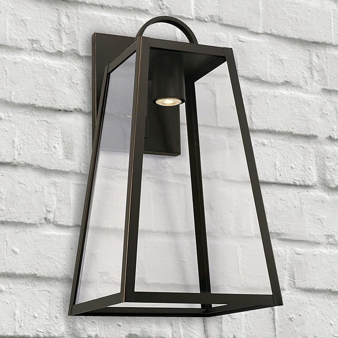 Capital Lighting 943713OZ-GL Leighton Wet Rated Minimal Emissions Design Clear Glass Outdoor LED Wall Lantern 1-Light 7 Watt 23 H x 12 W Oiled Bronze