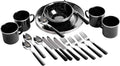 Stansport Deluxe 24-Piece Enamel Tableware Set - Enamel Plates and Bowls Lightweight and Durable Camp Dish Set for Camping and Backpacking Plates and Bowls for 4 People