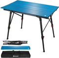 VILLEY Portable Camping Table with Adjustable Legs Lightweight Aluminum Folding Beach Table with Carrying Bag for Outdoor Cooking Picnic Beach Backyards BBQ and Party