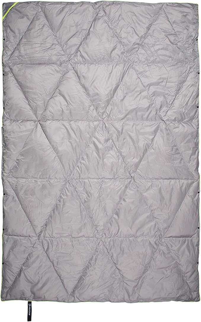 Pelican Outdoor Woobie Camping Accessories - Blanket - Poncho Liner w/Carry Bag - [Water Resistant] [600 Duck Down Fill] - Light Soft Warm Travel Blanket - Camping Gifts for Hiking Picnic - Grey