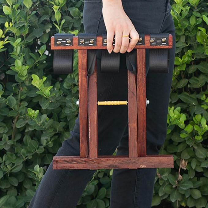 Portable Folding Stool Bench for Camping Stools Adults Solid Wood Compact Fishing Seat Safety Strap for BBQ and Travel