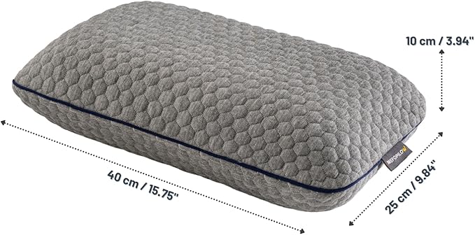 Memory Foam Travel Pillow with Washable Cover &amp Carry Bag – Compact Soft &amp Breathable Neck Pillow for Airplane Camping &amp Car (Gray- with Extra Gray Cotton Cover 15.7x9.8x3.9 inches)