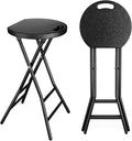 YOMT Folding Stools for Adults Portable Backless 24 inch Folding Bar Stools Heavy Duty Foldable Stools with Handle for Kitchen Counter Room Home Camping Indoor Outdoor Set of 2