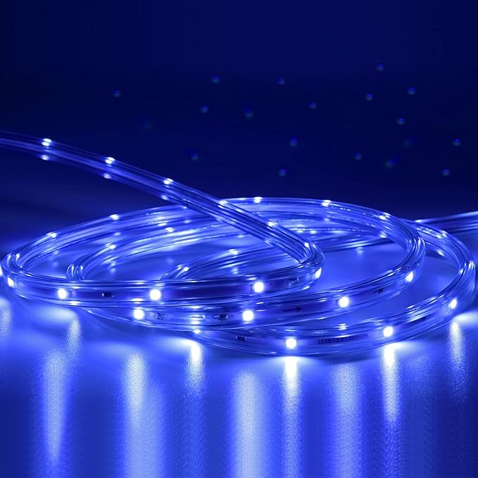 Blue Rope Lights 16.4ft Waterproofe Flexible LED Strip Light Indoor Outdoor Decorative Lighting for Home Christmas Holiday Garden Patio Party