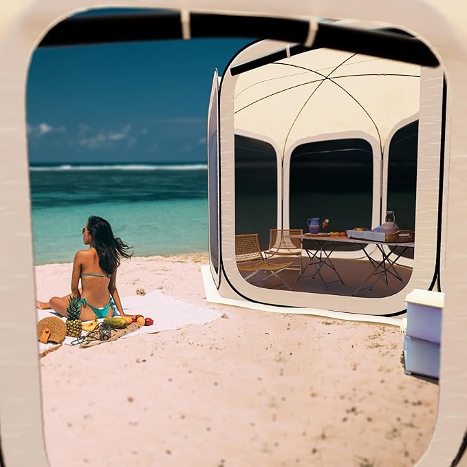 HOOYEAH Pop-up Screen House Tent Portable Screen Room Camping Canopy Instant Screen Tent Ultimate Outdoor Shelter with Carry Bag for Patio Backyard Garden and Outdoor Activities 10x10