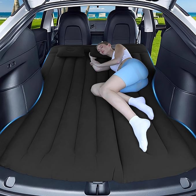 Car Air Mattress Inflatable Bed Compatible with Tesla Model Y Mattress for SUV Truck RV Van Backseat Trunk 6.4 ft Portable &amp Foldable Car AirBed Sleeping Pad for Tent Travel Camping Essentials B