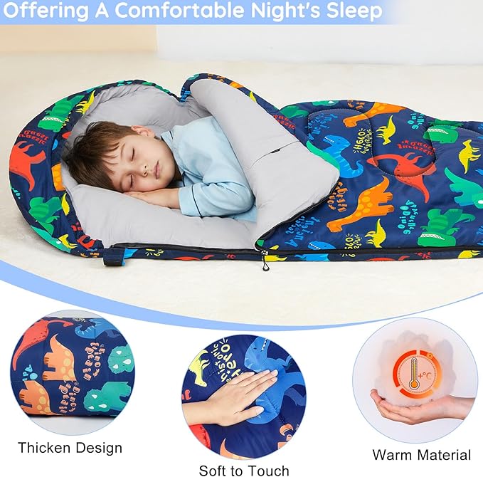 FIOBEE Kids Sleeping Bag for Girls Boys 3 Season Warm &amp Cool Weather Youth Camping Sleeping Bags with Backpacking Bag Waterproof for Traveling Hiking Indoor Outdoor Camping Essentials