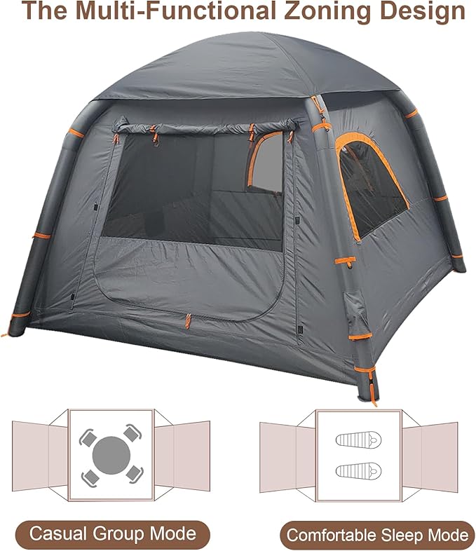 Inflatable Tents for Camping2/4 Person Easy Setup Blow Up Tents for 4 Seasons Waterproof InflatableTent for Camping Air Glamping Tents for Camping Adult