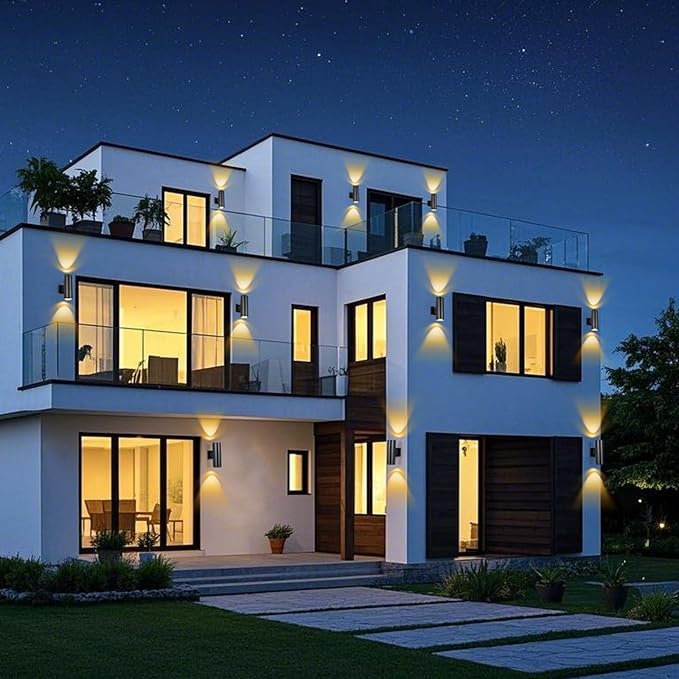 Dusk to Dawn Porch Light 1 Pack Modern Outdoor Wall Lights with Bulbs Cylinder Black Outdoor Light Fixture Wall Mount Up and Down Lighting Wall Sconce for House Porch Door