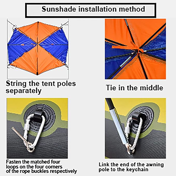 Qiilu Fishing Canopy 24 Persons Boat Sun Shelter Sailboat Awning Cover Fishing Canopy Tent Sun Shade Compatible with Water Boating Activity (4 Persons)