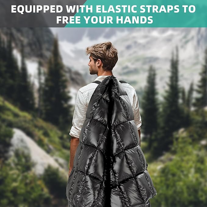 Down Camping Blanket - Packable Lightweight Outdoor Blanket Warm Compact Backpacking Quilt for Cold Weather Water-Resistant Puffer Blanket Ideal for Travel Hammock Outdoor Adventures