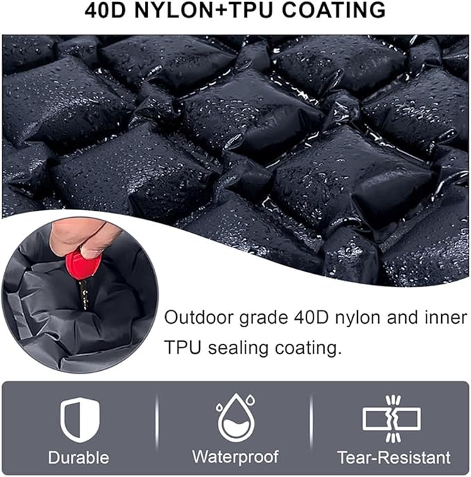 Ultralight Inflatable Sleeping Pad for Camping Built-in PumpUltralight Water-Resistant Air Mattress Built-in Pillow Portable Sleeping Pad for Camping Home &amp Hospital Care (Navy)