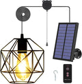 Solar Pendant Lights Outdoor Shed Light Solar Powered Gazebo Lights Outdoor Chandelier Hanging LightsSolar Lights Indoor with Pull Cord for Home Chicken Coop Barn Garage Storage