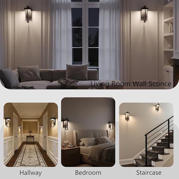 Black Outdoor Wall Light Hardwired 13.8 Modern Outdoor Wall Sconce  Dimmable Adjustable Light 2700K–6500K Waterproof Exterior Wall Light for Porch Front Door GarageWall Mount Lights With Remote