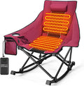 Slendor Oversized Heated Camping Chair with 2000mAh Battery Padded &amp Pillow Heated Rocking Chair 3 Adjustable Heat Settings Camping Rocker Chair for Easy Setup and Foldable Storage