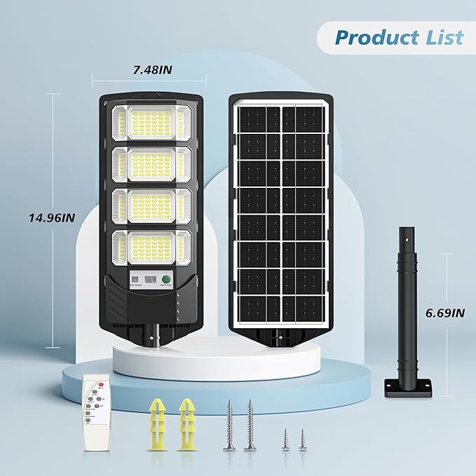 Solar Lights Outdoor Waterproof 320° Wide Angle Solar Street Light 6500K Solar Flood Lights Outdoor Motion Sensor with Remote Solar Security Lights for Yard 4-Pack