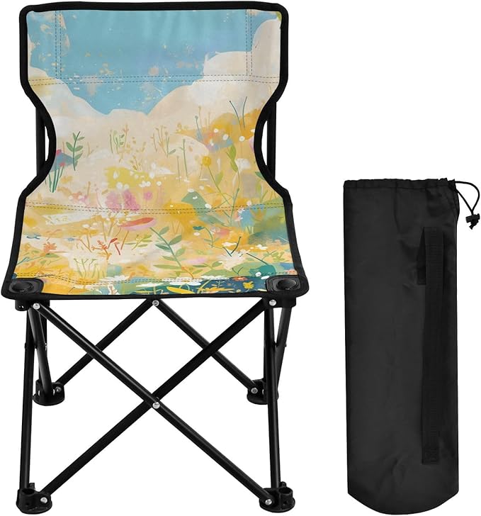 Bright Wildflowers Portable Camping Chairs Folding Chair - Durable Oxford Fabric Lightweight Iron Frame Easy Fold Design - Ideal for Outdoor Activities Camping Fishing and Travel