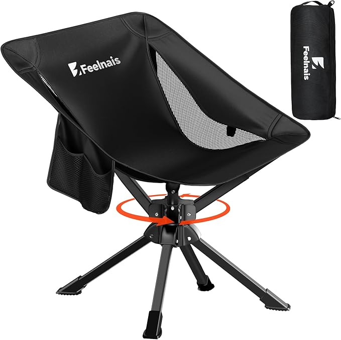 Folding Camping Chairs Lightweight &amp Portable No Assembly 360° Swivel Camping Chair for Adults Compact Outdoor Chairs for Beach Lawn Travel Backpacking Hiking Fishing