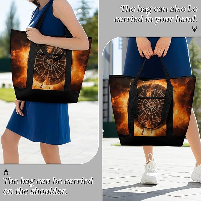 Insulated Shopping BagLarge Reusable Cooler Bags Dart Board Printed Foldable Shopping BagTravel Waterproof Shoulder Bag
