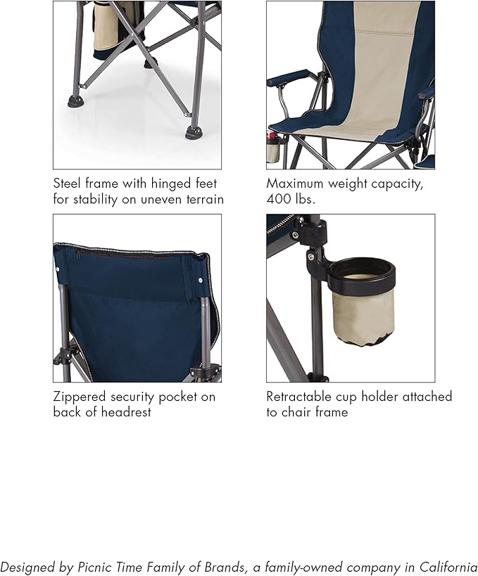 Picnic TIME NFL Unisex-Adult NFL Outlander Folding Camping Chair with Cooler Heavy Duty Beach Chair