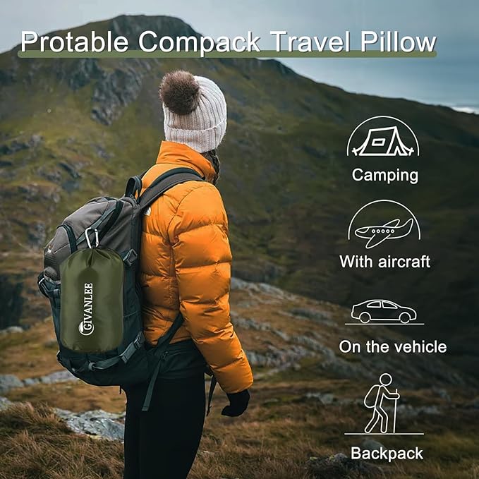 Camping Pillow For SleepingFilled with Shredded Memory FoamCompact &amp PackableStorage BagSoft CoverTravel Pillow for Backpacking Hiking Gear &amp Accessories (Anti pilling white 2 pack 17X1