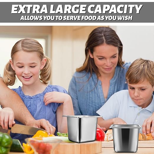 Rtteri 22 Pcs 1/6 Size 6 Inch Deep Stainless Steel Hotel Pans Set: 16 Metal Buffet Steam Table Pans with 2 Tongs &amp 4 Spoons – Stackable &amp Anti Jam Commercial Restaurant Catering Kitchen Food