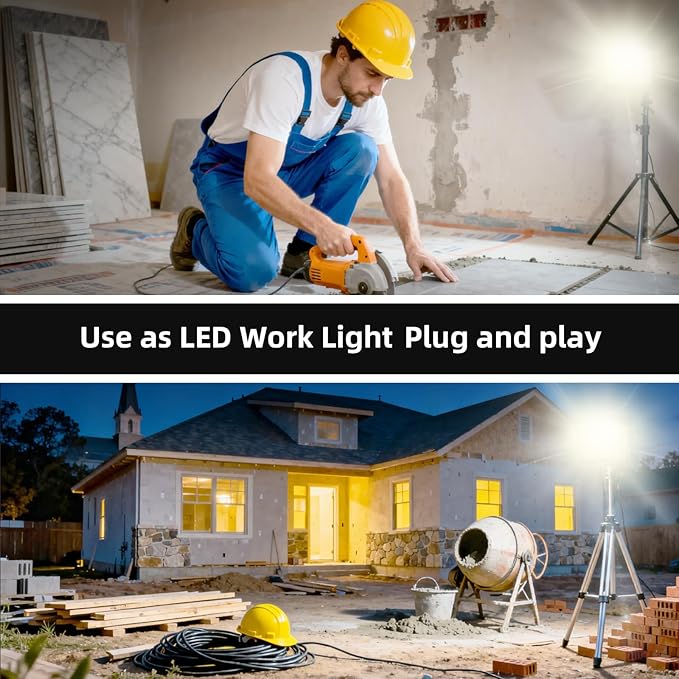 3 Pack 150W LED Flood Light 19500LM High Brightness Security Lighting IP66 Waterproof Outdoor Flood Lights with Plug 5000K Daylight White Floodlight for Yard Workshop Driveway