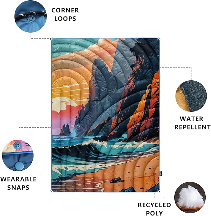 Camping BlanketLightweight Puffy Printed Camping Blanket Packable Outdoor Blanket for CampingTraveling Stadium Hiking Picnics
