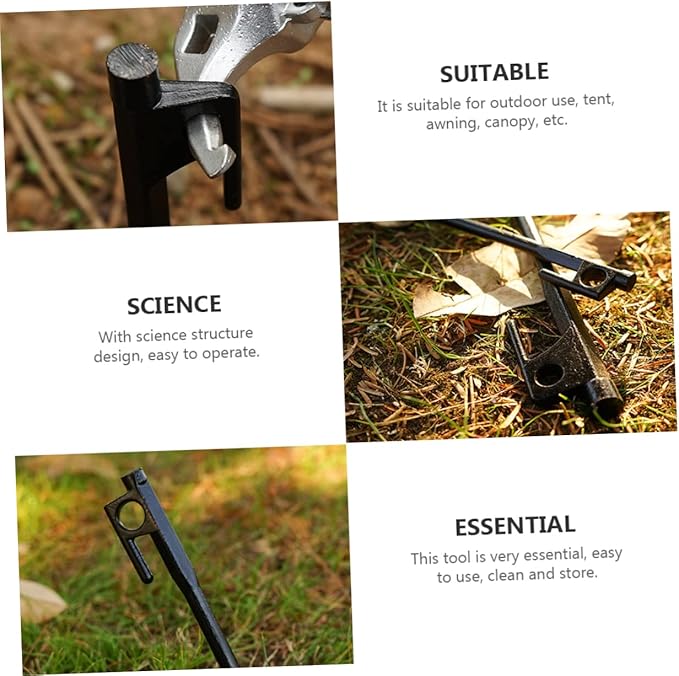 DECHOUS 8Pcs Heavy Duty Cast Iron Tent Stakes for Camping Ground Nails for Securing Tents Awnings and Canopies Durable Design with Enhanced Striking Area and Easy Rope Fixation