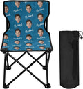 Sinestour Ice Blue Custom Photo Folding Camping Chair for Teen Child Personalized Name 14.6×14.6in Portable Outdoor Chair with Carry Bag for Beach Picnic Travel
