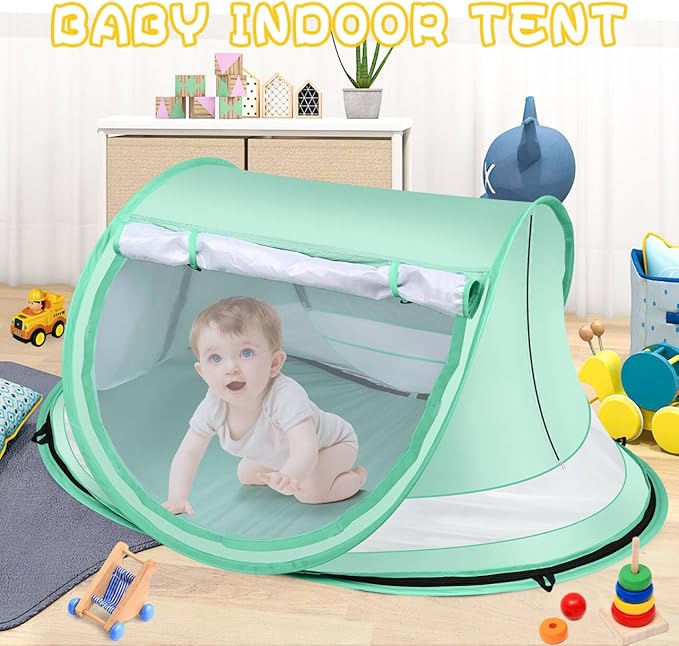 Baby Beach TentLarge Pop Up Beach Tent Sun Shade for BeachPortable Baby Travel Tent with Mosquito NetIndoor Baby Play TentUPF 50+ UV Protection Sun Shelters for Infants