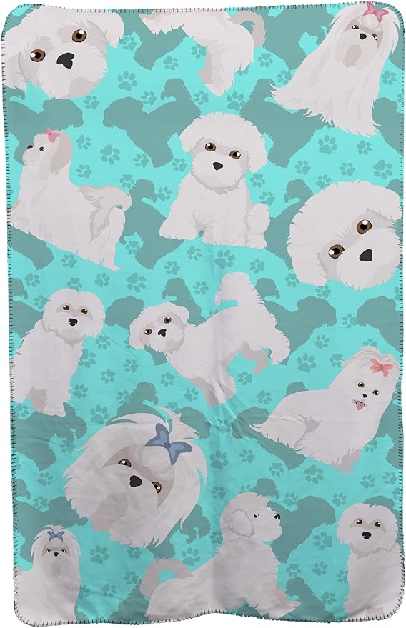 Caroline's Treasures MLM1037TBLT Maltese Soft Travel Blanket with Bag Airplane Blanket Indoor Outdoor Camping Blanket for Traveling Picnics Beach Trips Concerts