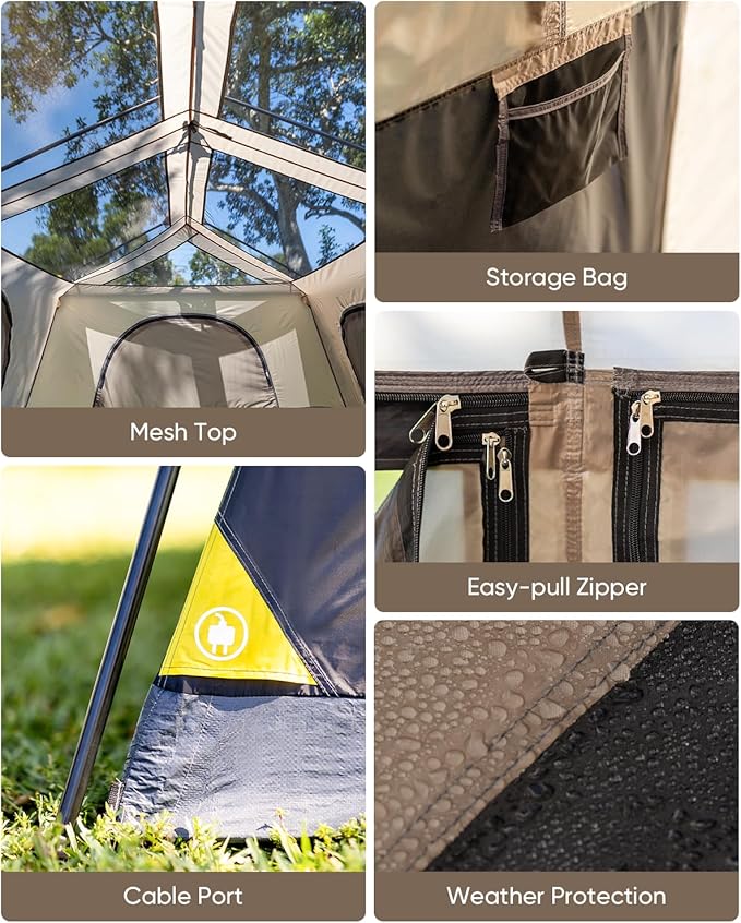 FanttikOutdoor Zeta C8/C10 Apex Camping Tent 8/10 Person Instant Cabin Tent Setup in 60s Family Tent with Carry Bag for Family Camping &amp Hiking Waterproof Upgraded Ventilation