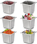 TOPZEA 6 Pack Hotel Pans 1/6 Size 6 Deep Stainless Steel Steam Table Pan Commercial Heavy Duty Catering Pan for Buffet Serving Food Prep Salad &amp Ice Cream Bar Restaurant Dishwasher Safe