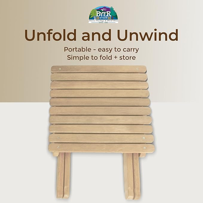 BYER OF MAINE Pangean Folding Wooden Side Table – 18 H x 16 W x 16 D – Folds Flat Ash Wood Table for Camping Patio Porch Balcony and Garden Use