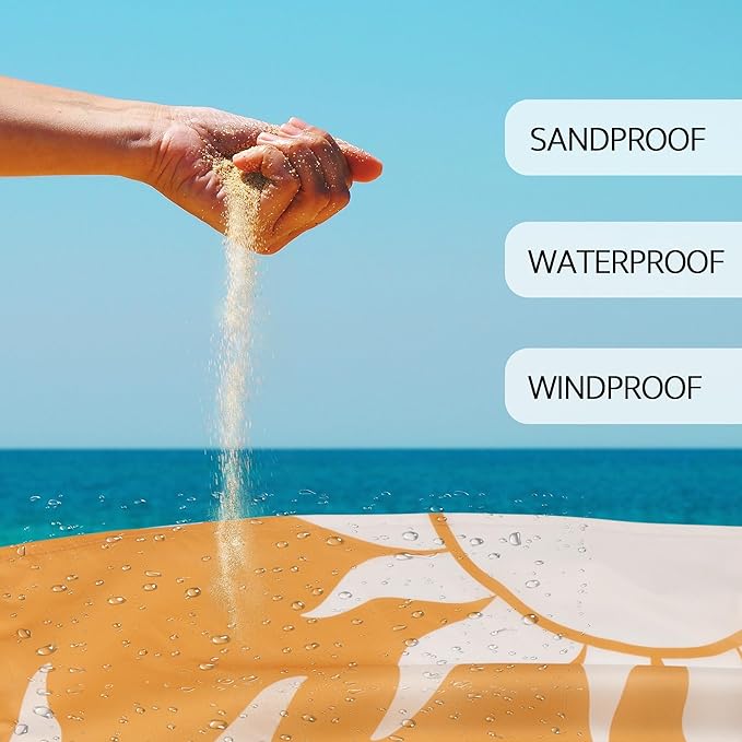 Beach Blanket Waterproof Sandproof Beach Blanket with 4 Stakes &amp Pockets 78''×86'' Lightweight Outdoor Picnic Blanket for Travel Camping Hiking
