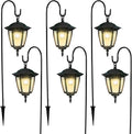 Dynaming 6 Pack Solar Hanging Lights Outdoor Solar Powered Garden Decorative Lanterns with 6 x 38 Inch Shepherd Hooks Waterproof Landscape Lighting for Lawn Patio Yard Pathway Driveway Warm White