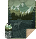 Outdoor Camping Blanket with Sherpa Lining Extra Warm Thick Camp Blankets and Puffy Ultralight Soft Poncho DWR Camping Quilt for Cold Weather Adventure Sleeping Backpacking 78x 56
