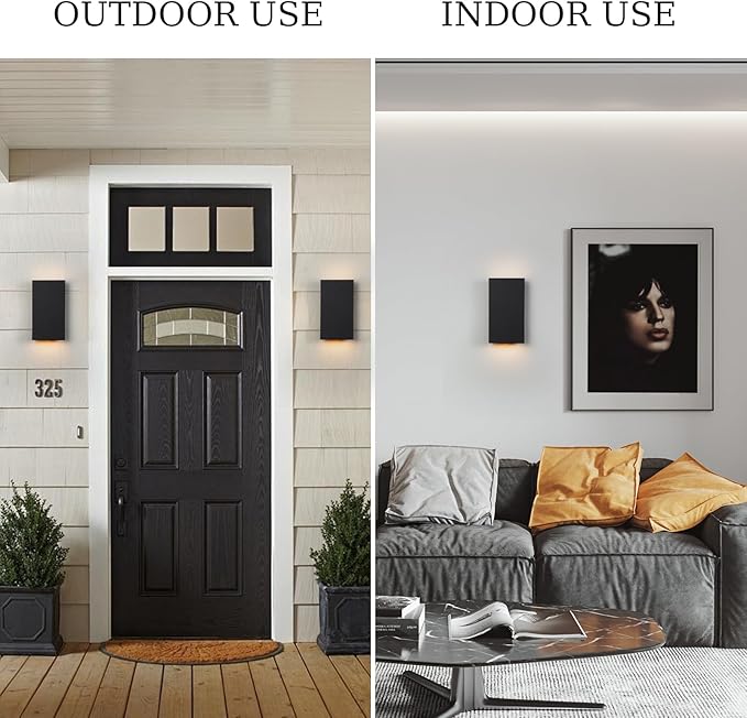 Modern Outdoor Wall Light Black Up and Down Lights Outdoor 10 LED Exterior Lighting Fixtures for House Porch Outside Lights for Entryway Front Door Patio Garage (10W 3000K/4500K/6000K)