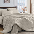 HEVUMYI Linen Full Comforter Set - 7-Piece All Season Bed in a Bag Full Ultra Soft Bedding Set with Comforter Flat Sheet Fitted Sheet Pillowcases Pillow Shams