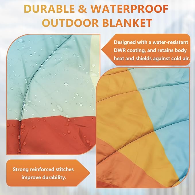 Camping Blanket Packable Down Alternative Puffy Outdoor Blankets Lightweight Water-Resistant Compact Outdoor Blanket for Airplane Travel Picnic Stadium Hiking Party Cold Weather 55x78.8